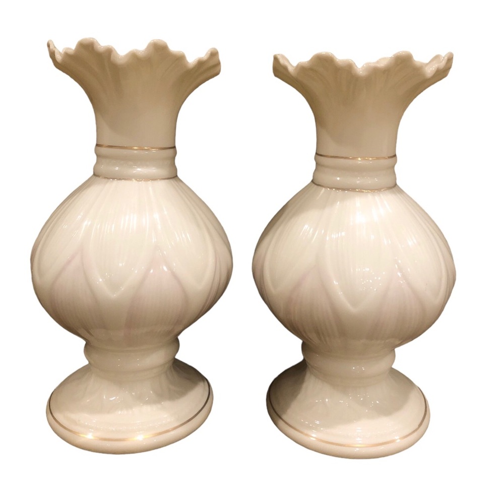 Belleek Lotus Blossom vases